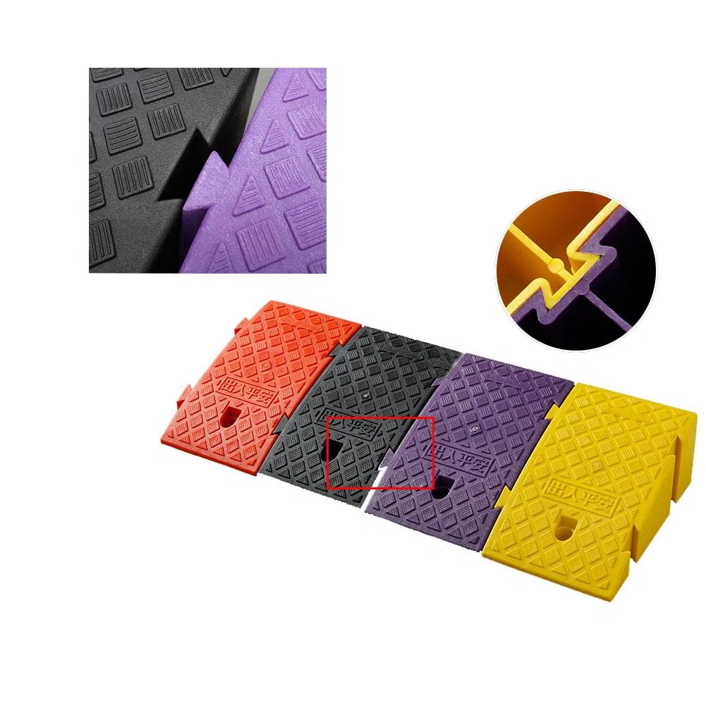 Lot de 2 Rampe de Trottoir 250x270x70mm, Portable - en Plastique Léger - Rampe de Seuil de 7cm Trottoirs pour Voiture vélo Fauteuil Roulant, Moto, Chariot à Main, Surface Antidérapante, 2 Pièce