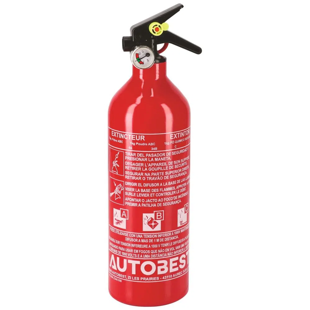 Autobest Extincteur 1kg à Poudre ABC Classes de Feux