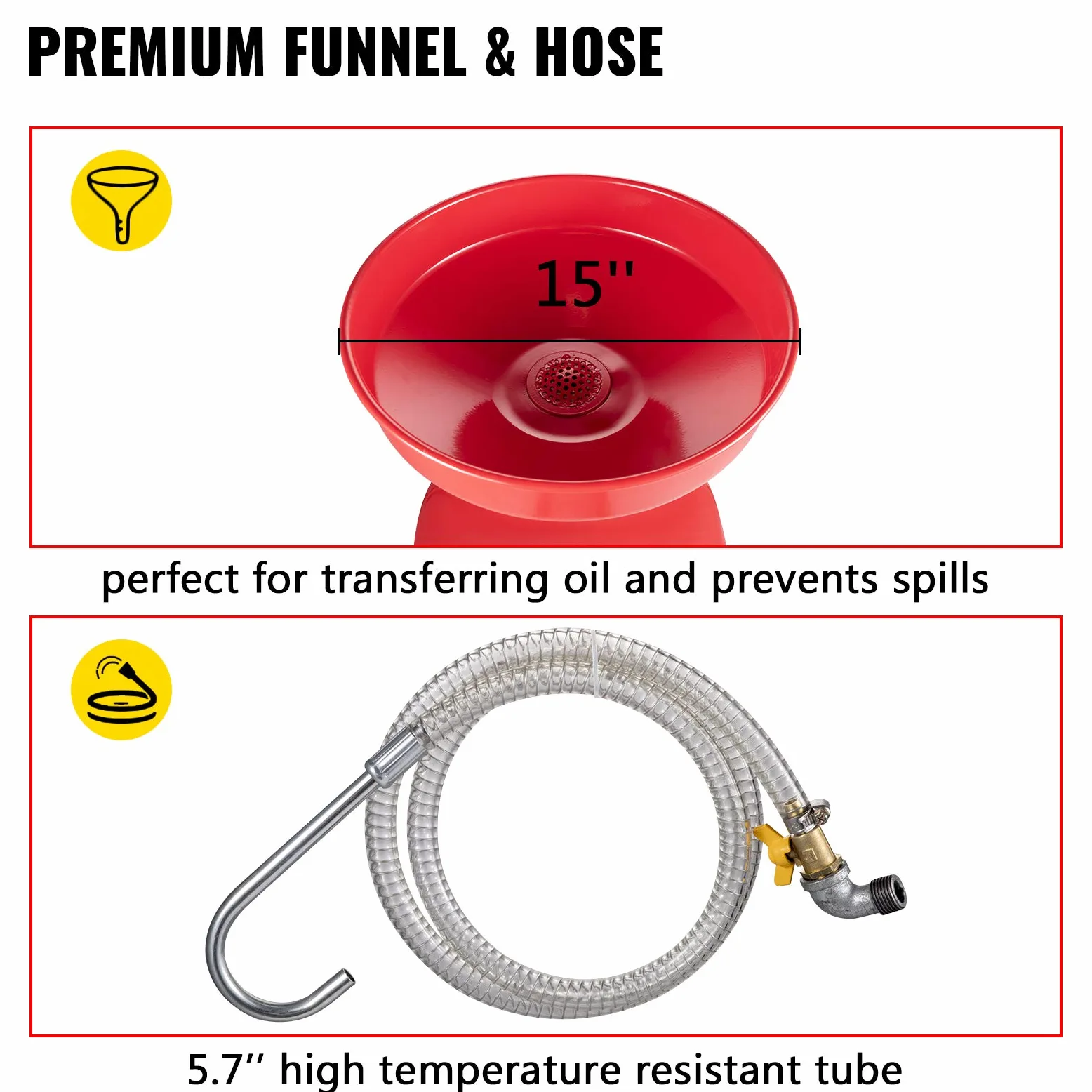 VEVOR Réservoir de vidange d'huile usagée, 80 L, récipient de vidange d'huile Portable, Drainage de Transfert de Carburant Fluide, Hauteur d'entonnoir réglable, avec Roue pour Retrait Facile d'huile