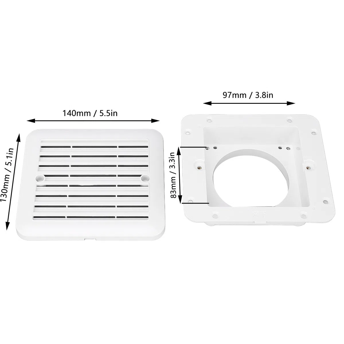 Luocute Grille de Sortie d'air pour Camping-Car, Grille D'aération Latérale Résistante à l'eau pour Camping-Cars, Camping-Cars, Bateaux, Yachts, échange d'air Rapide pour Cuisines,