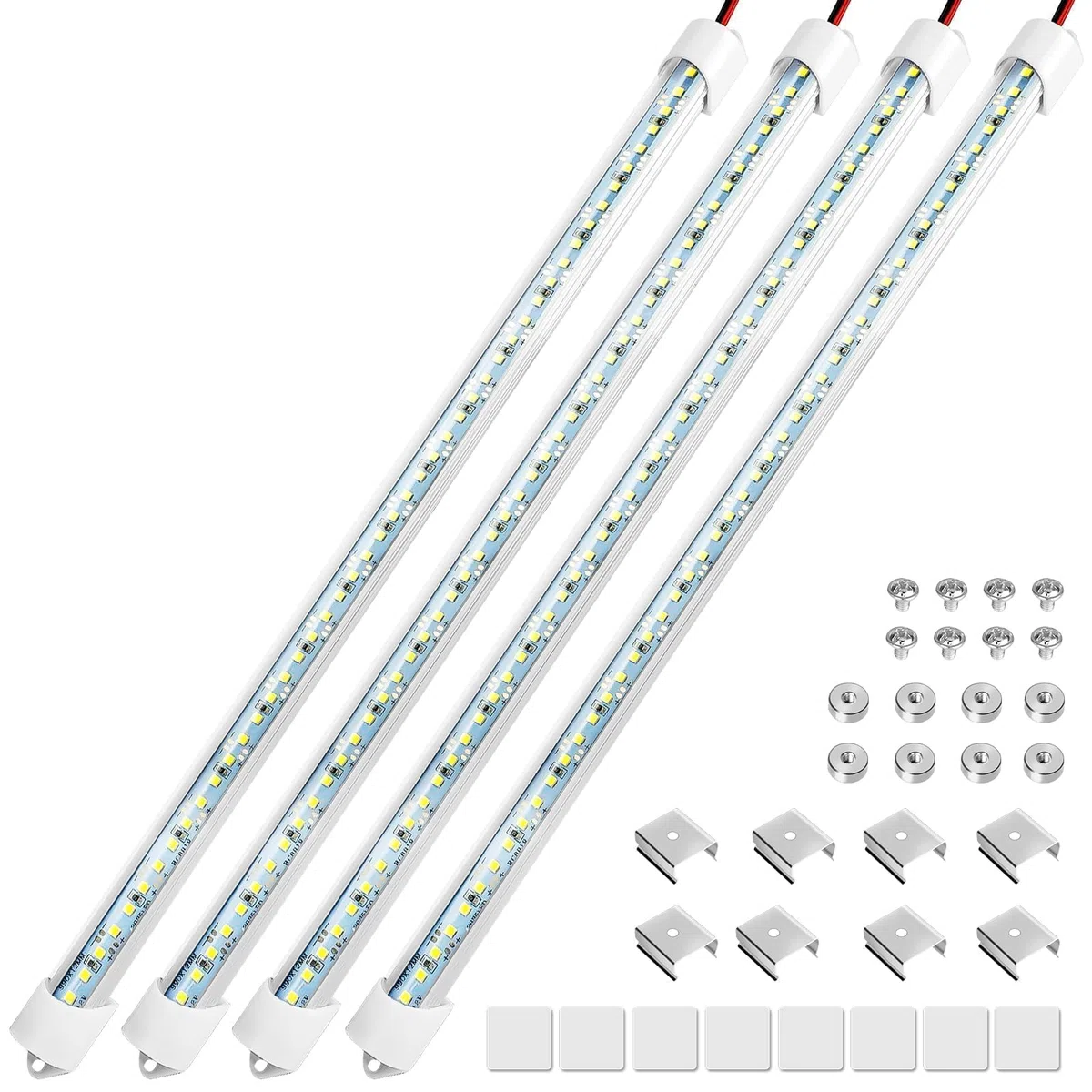 Linkstyle 4Pcs Barre de Lumière Intérieure à LED, 700LM 6500K Barre LED 12V avec Interrupteur pour Voiture Camping-Car Camion Caravane Bateau Armoire