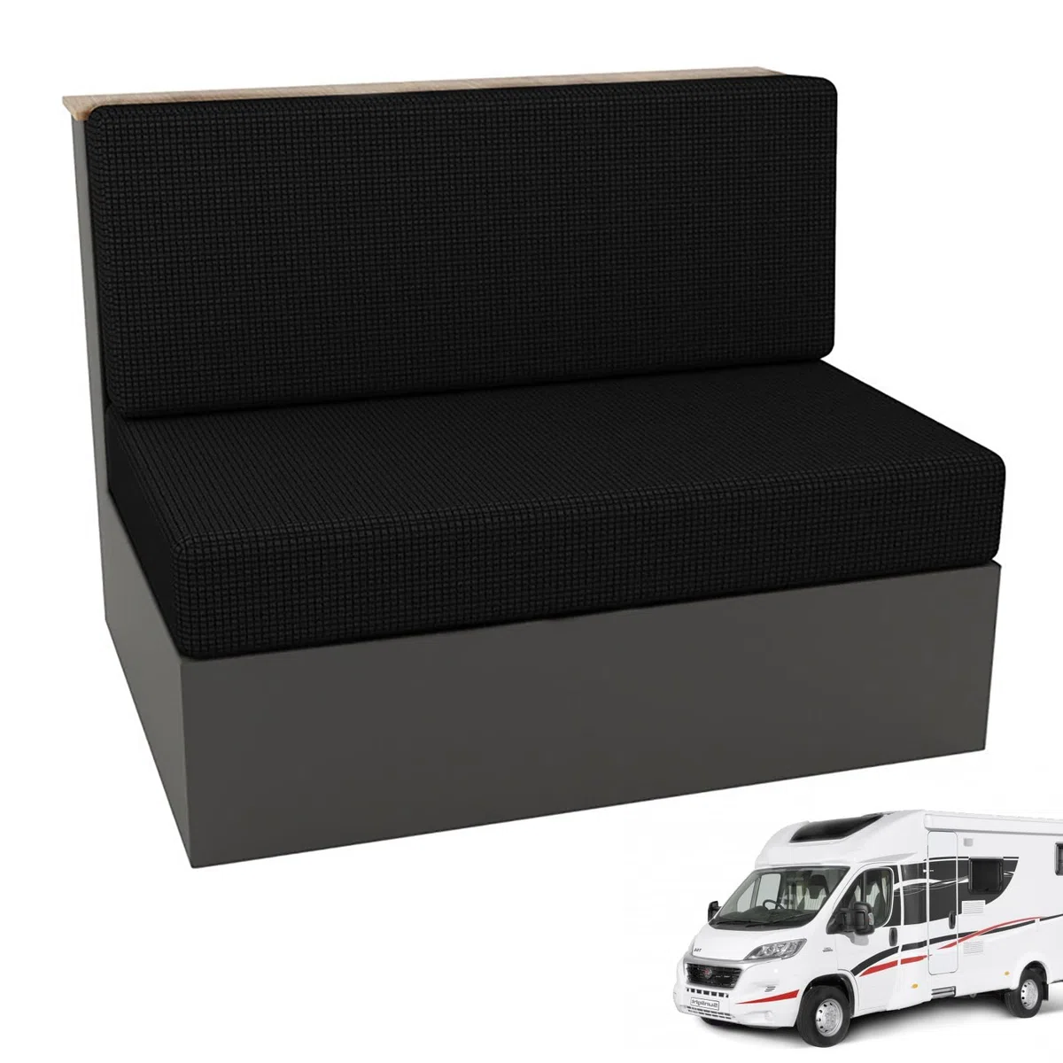 MeYuxg Housse Banquette Camping Car(1 Set),Extensibles RV Housses de Coussin, Housse Siege Camping Car, Coussin de Caravane Antidérapante, Convient aux Restaurants de Camping-Car（Noir