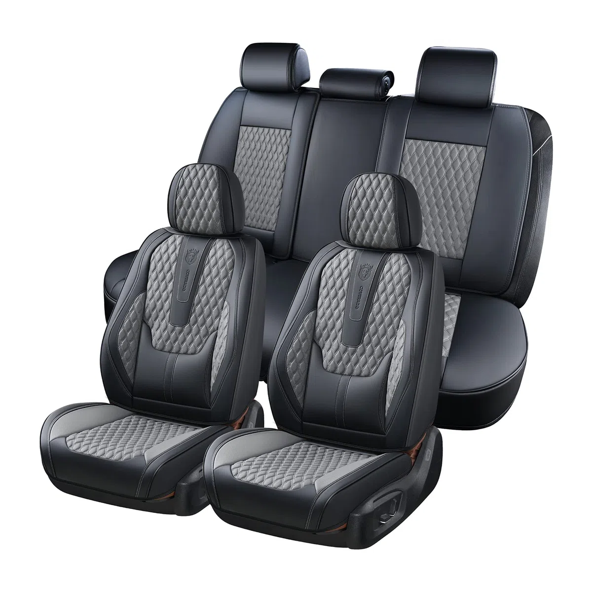 Coverado Housses de siège universelles pour Voiture, Ensembles de Housses de Protection Siège Voiture Avant 2 pièces, Cuir PU imperméable Housses Siège aux berlines SUV Pick-ups B8839 Seat
