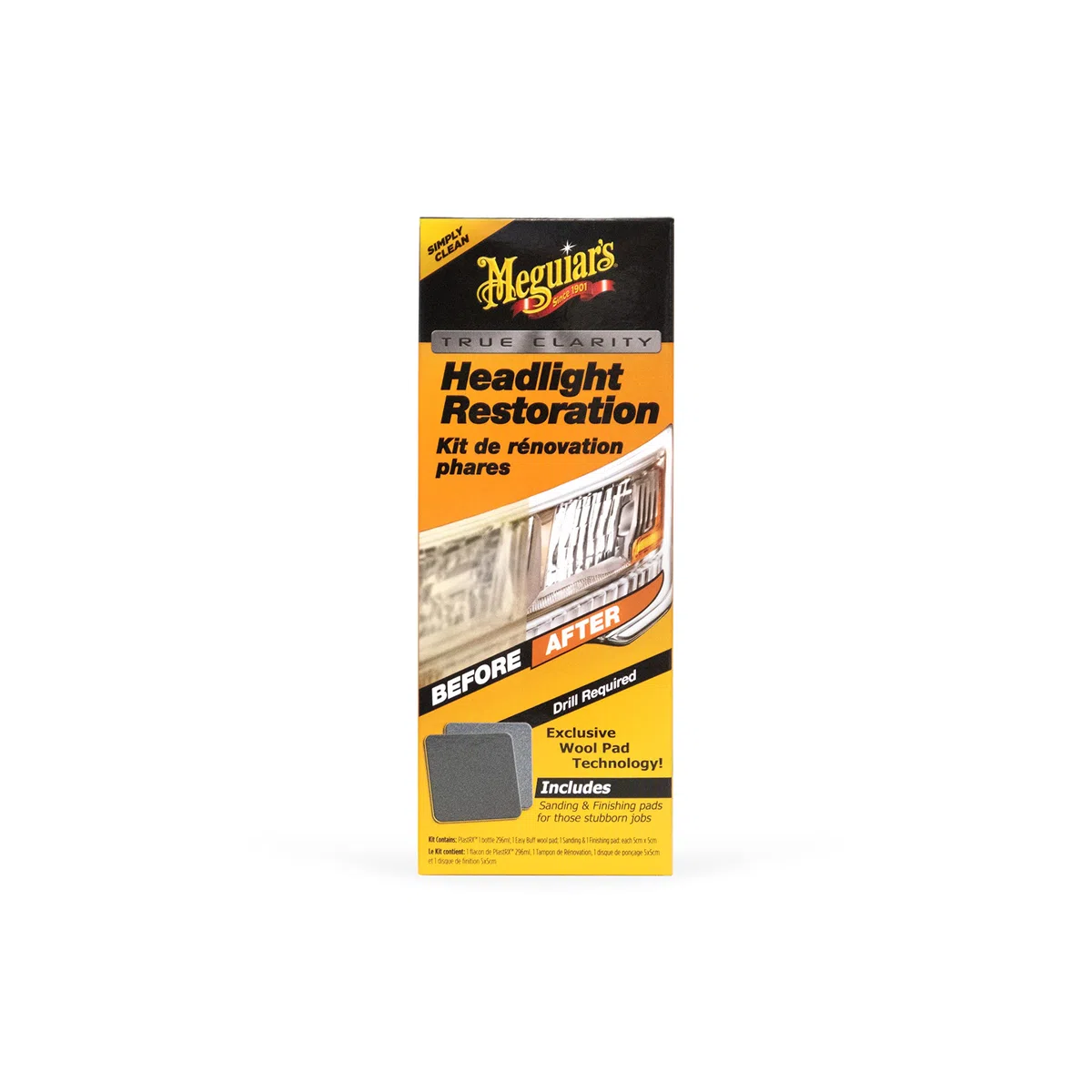 Meguiar's G1900UK Kit Rénovation Phares et Optiques - Restaure la Clarté et la Brillance des Phares de Voitures