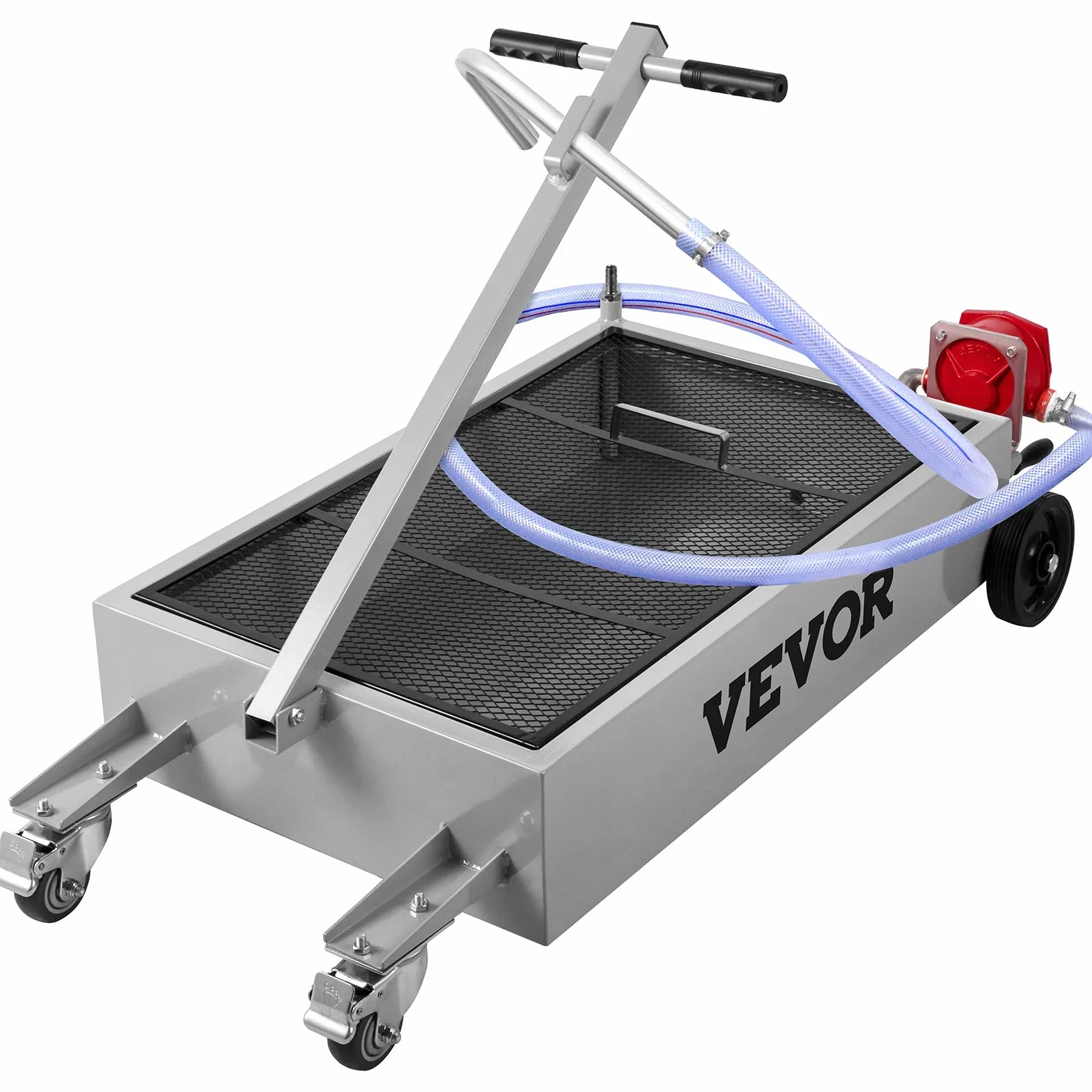 VEVOR Bac de vidange d'huile, réservoir de vidange d'huile de 15 gallons, bac de vidange d'huile à profil bas de 57 L, bac de vidange d'huile de grande capacité, main pliable, avec pompe, tuyau, roule