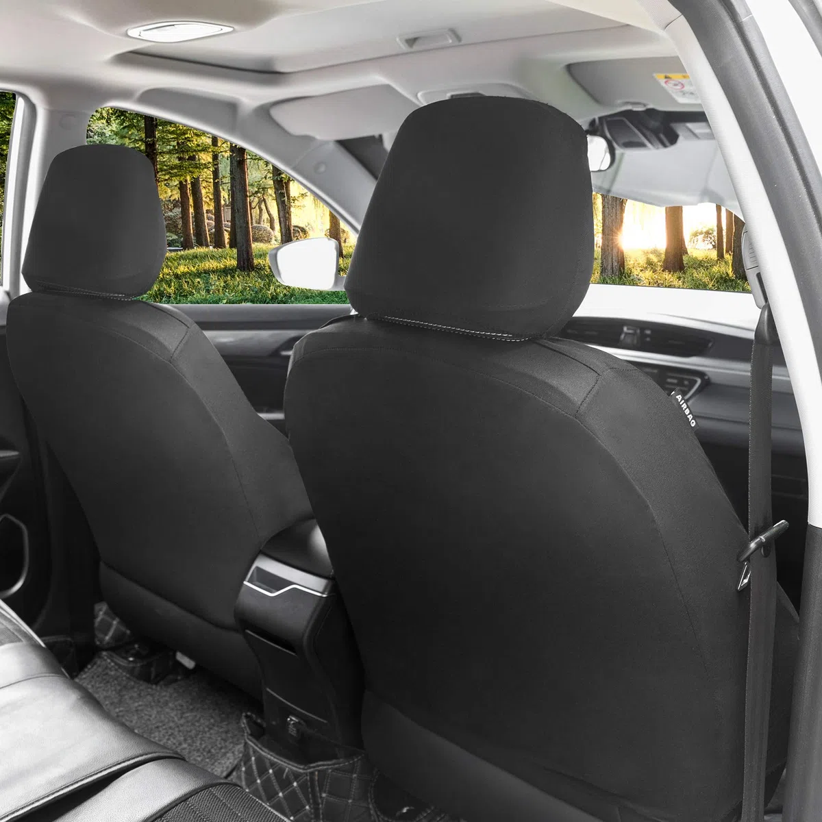 eSituro SCSC017235 2xHousses pour Siège Auto Couverture de Siège pour Voiture Universelle Housse de Protection en Cuir Artificiel Noir
