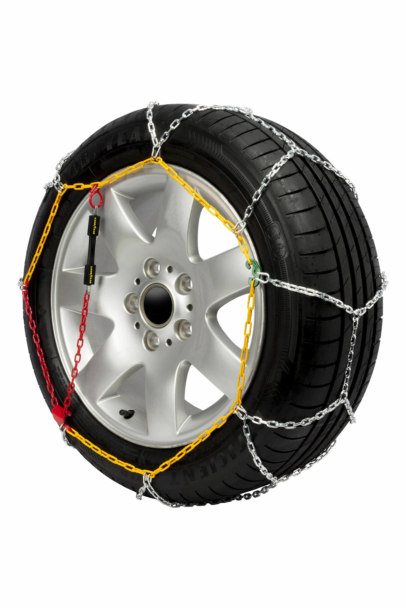 Goodyear Jeu de 2 Chaînes à Neige en Métal de 9 mm pour Voiture Taille 80 avec Tendeur Automatique Goodyear
