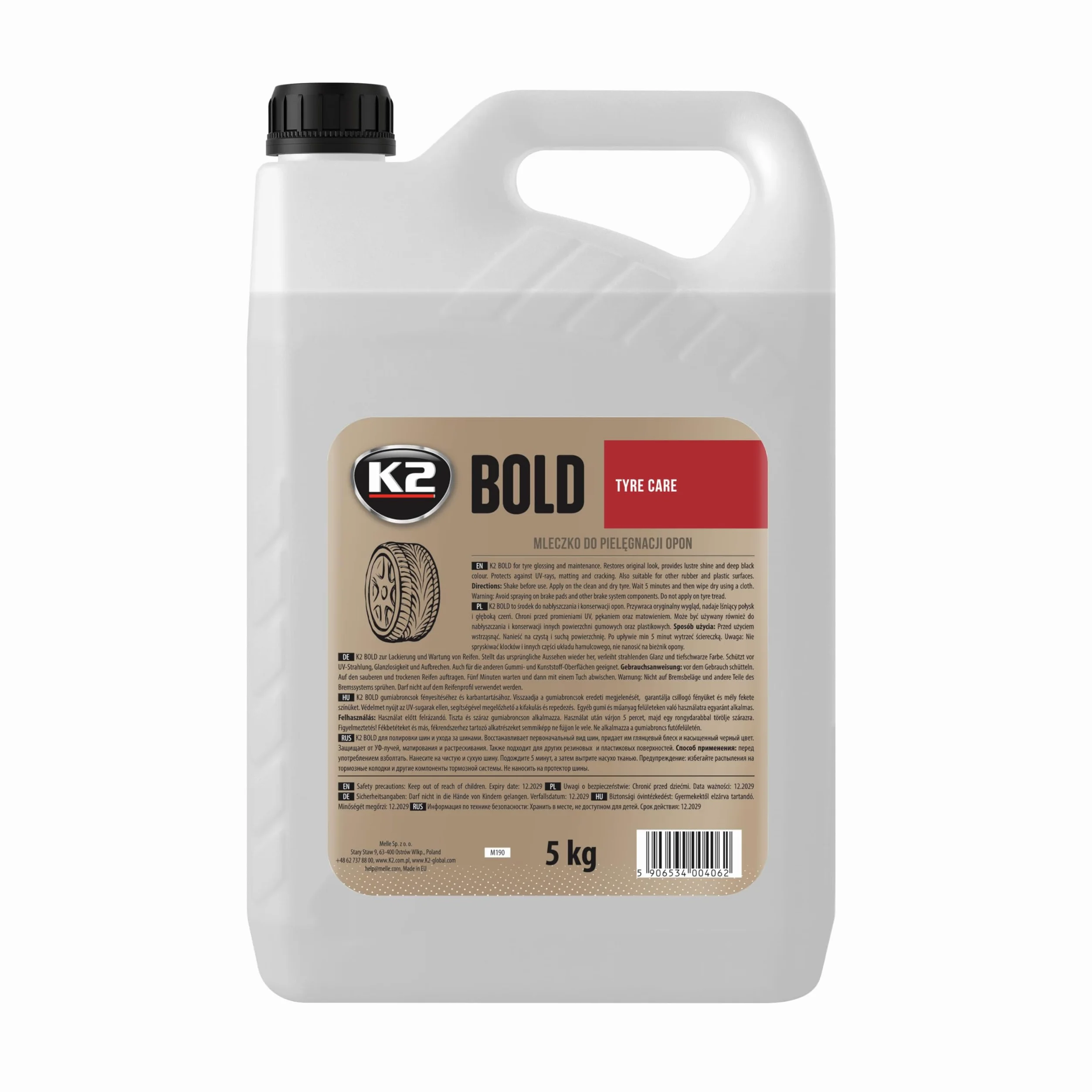 K2 Bold for Trucks and Cars Mousse de Polissage Brillant pour pneus en Caoutchouc 5 l