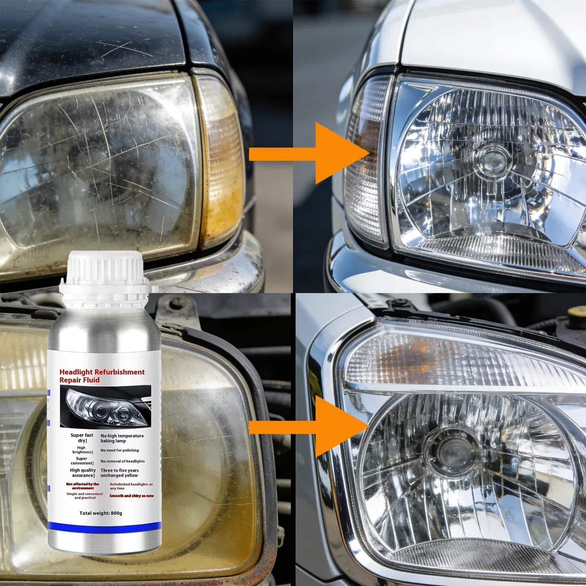 Kit Renovation Phare Voiture,Liquide De Restauration De Phare,Nettoyer Produit De Phares Pour Auto et Moto Pour Oxydation/Jauni/Rayures/Flou (1PC)
