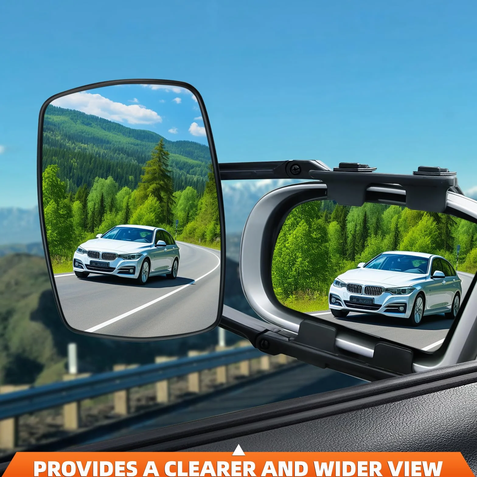 KAOLALI 2pcs Rétroviseur de remorquage Voiture Rétroviseurs de Remorquage de Caravane, Rétroviseur d'extension Extérieurs Réglable pour Camping-Car, Caravane, RV, Fourgons