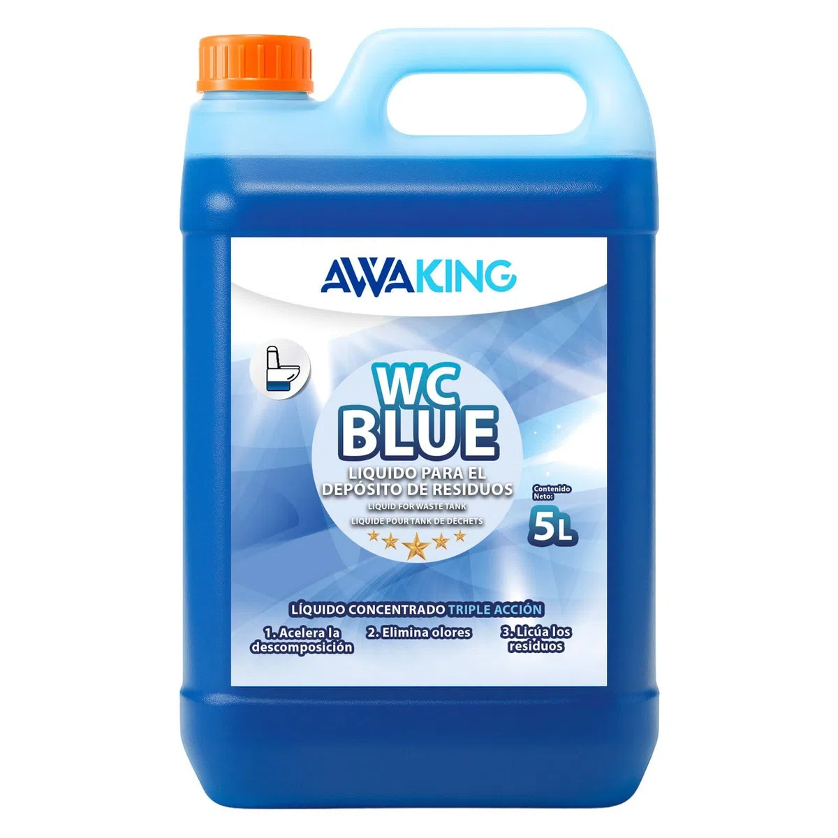 Plantawa Liquide WC Chimique Bleu 5 Litres | Concentré Liquide pour les Eaux Usées des Caravanes | Décomposition Efficace et Élimination des Odeurs pour les Toilettes Portables ou Potti