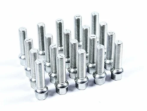 Lot de 20 boulons de roue à tête sphérique M12 x 1,5-30 mm Longueur du filetage