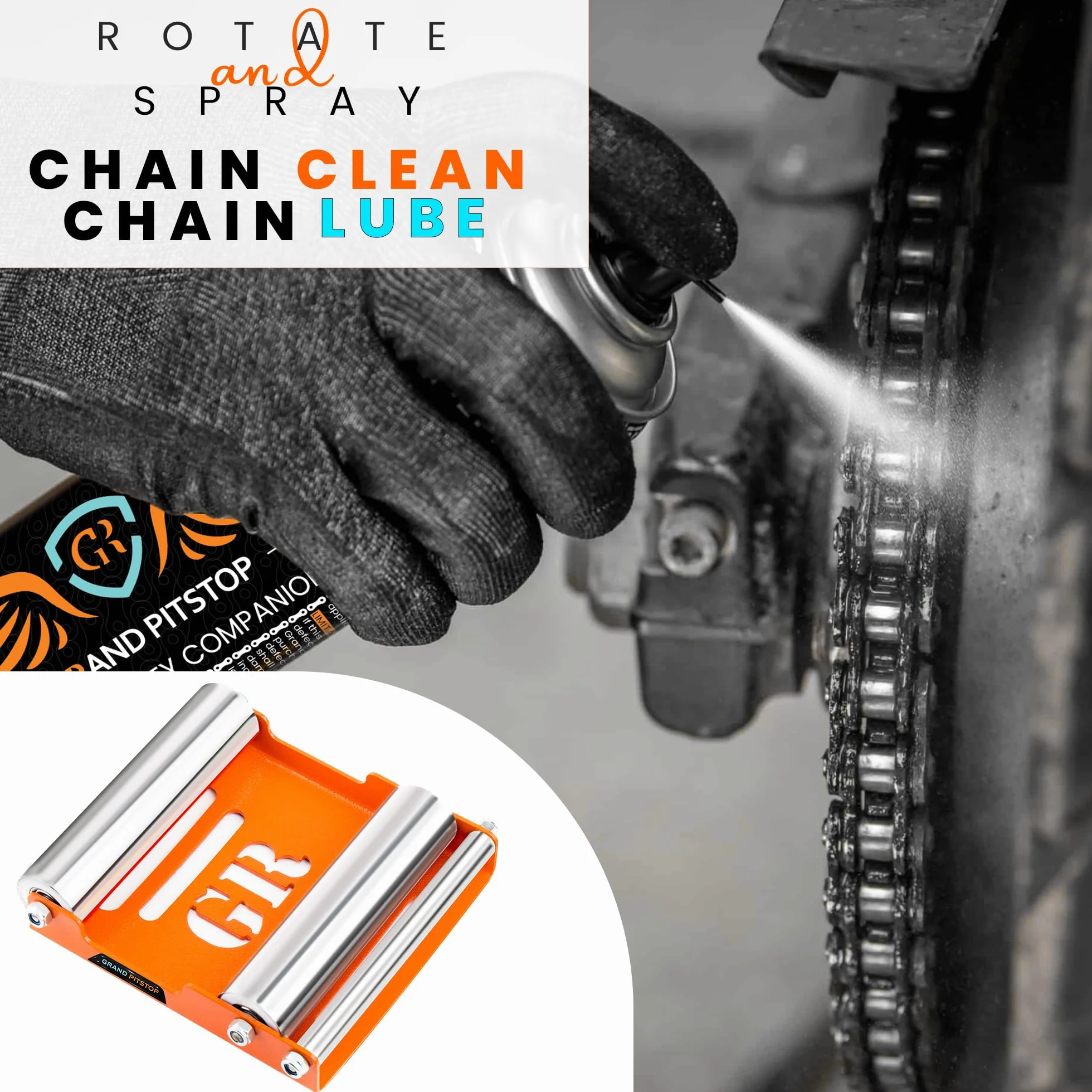 GrandPitstop Support de Nettoyage de Roues de Moto – Support de Remplacement – Support de Roue pour Nettoyage des pneus et Lubrification de la chaîne – GRoller (M (vélos < 220 kg et Largeur des pneus