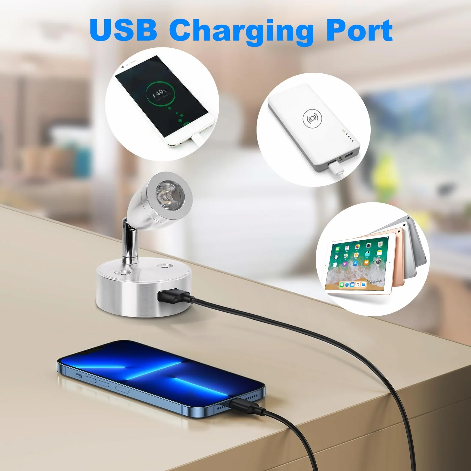 SUPAREE Lampe 12V LED Caravane 12V Éclairage LED USB Lampe de Lecture Camping Car 3200K Dimmable avec Prise USB Interrupteur Tactile pour RV Camion Bateau Van Fourgon 2Pcs