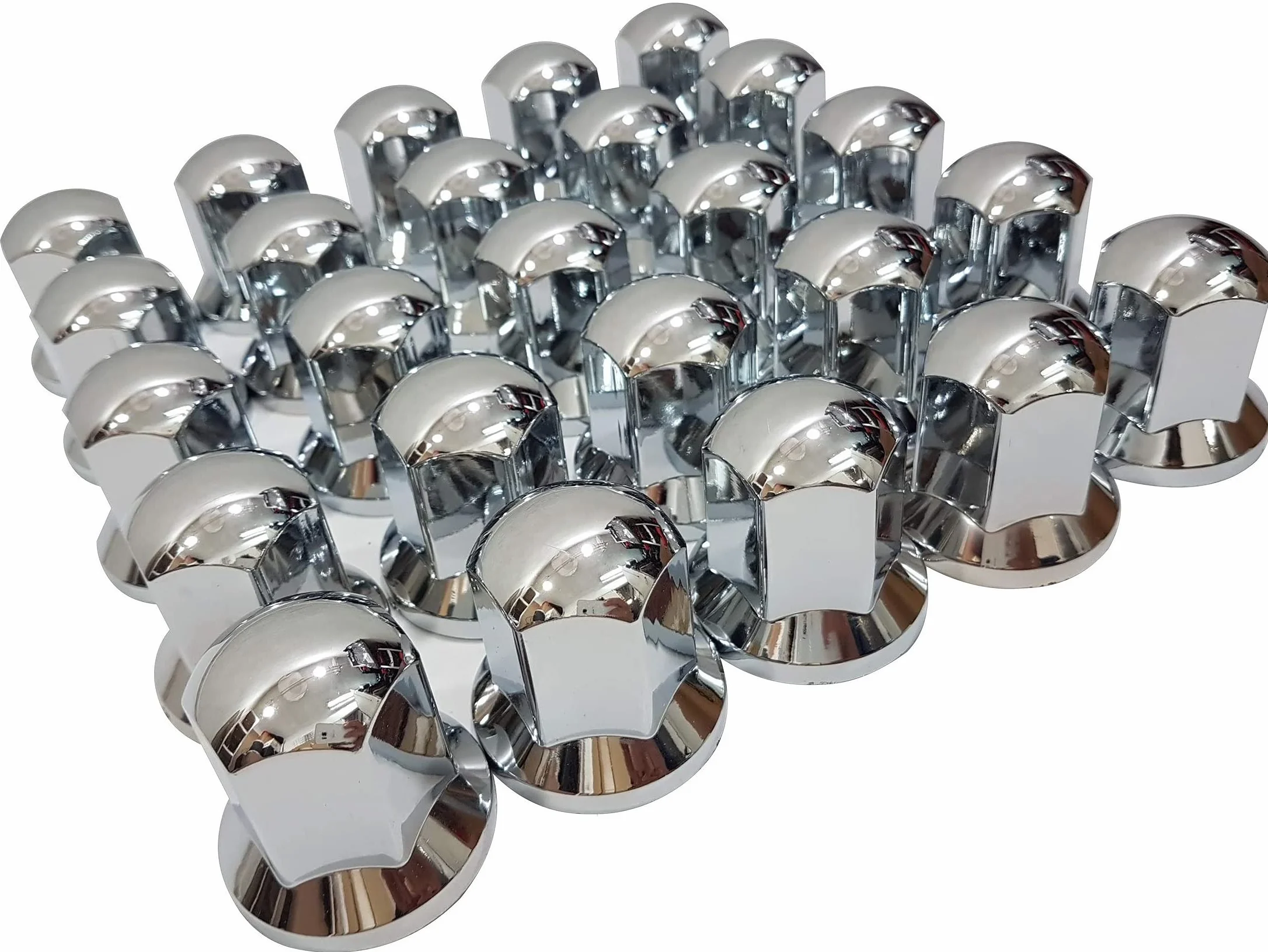 Cache-écrous 32 mm en plastique chromé pour roue de camion remorque, lot de 25