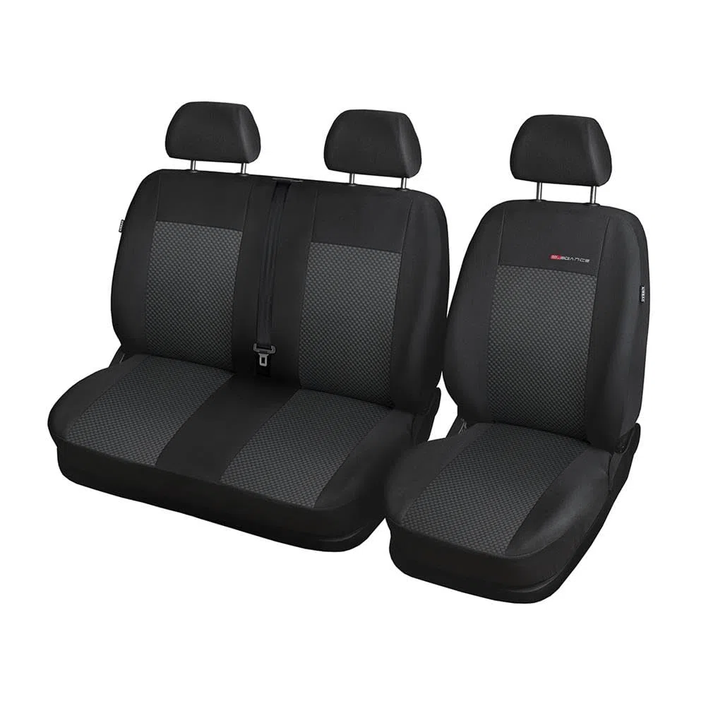 Mossa Housses de siège sur Mesure adaptées pour Volkswagen Transporter T6 Van (2015-2019) Seulement Les sièges Avant - 1+2 - Housse Siege Voiture - Couverture Siege E3