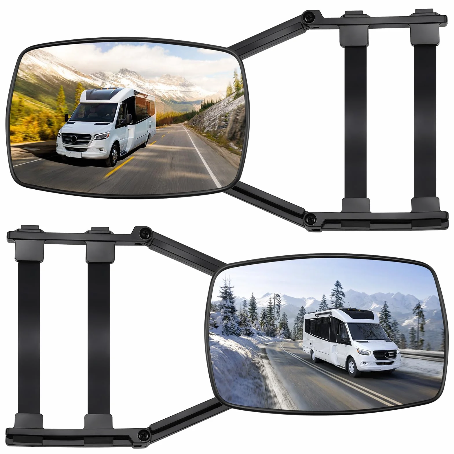 KAOLALI 2pcs Rétroviseur de remorquage Voiture Rétroviseurs de Remorquage de Caravane, Rétroviseur d'extension Extérieurs Réglable pour Camping-Car, Caravane, RV, Fourgons