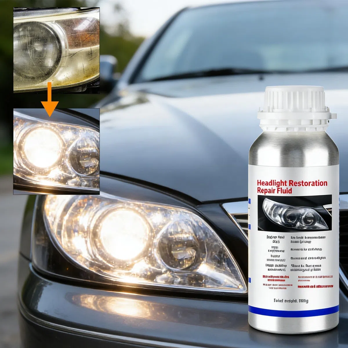 Kit Renovation Phare Voiture,Liquide De Restauration De Phare,Nettoyer Produit De Phares Pour Auto et Moto Pour Oxydation/Jauni/Rayures/Flou (1PC)