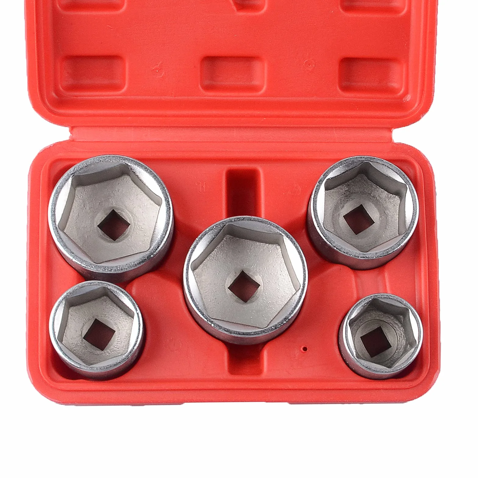 DAYUAN Lot de 5 douilles clés de démontage pour filtre à huile carré 3/8" Cr-V 24,27,32,36,38 mm 6 points