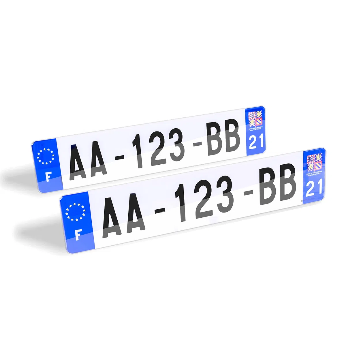 2 Plaques d'immatriculation Voiture - homologué - SIV 520 x 110 mm - résistance aux Chocs, aux intempéries et Anti UV. Made in France Pose avec Rivets
