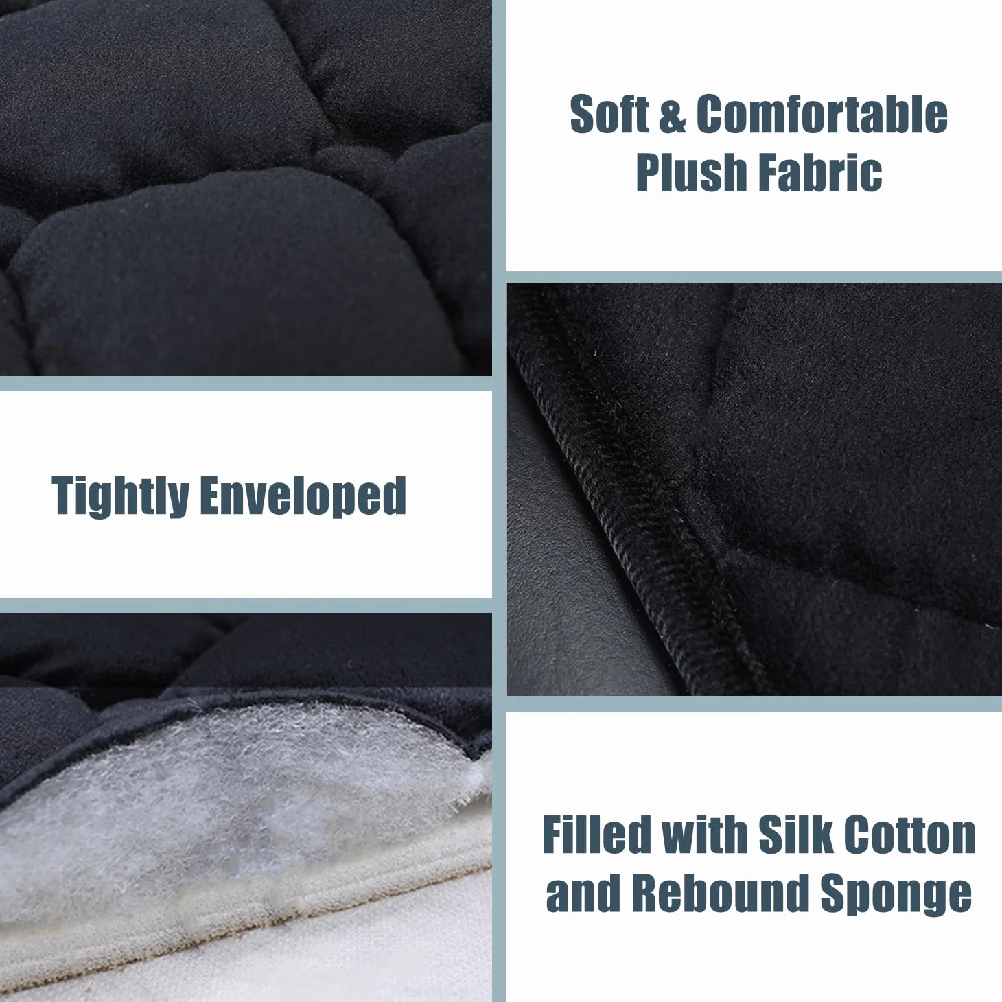 Coussin de Siège de Voiture Housse de Siège Housse en Velours pour Arrière Chaise Siège Avant Véhicule Housse Protection Tapis Protection pour Animaux Compagnie (1 Siège Arrière, Noir)