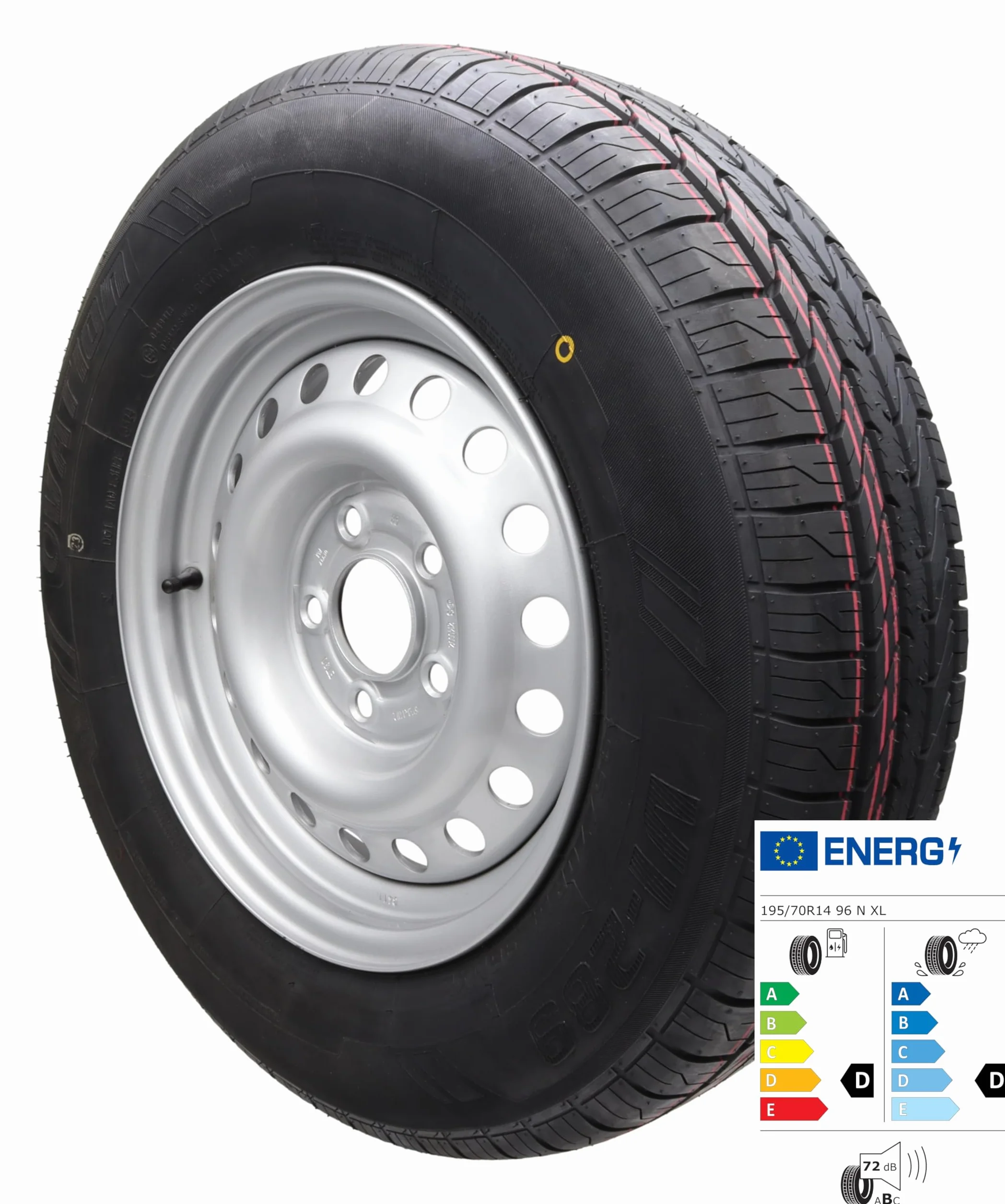 p4U Roue complète pour remorque 195/70R14 112 x 5 710 kg Roue 14" 96N caravane remorque
