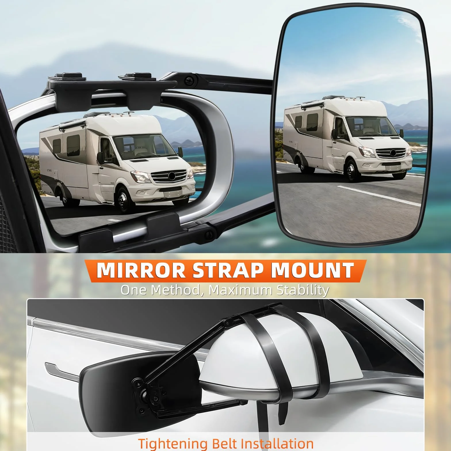KAOLALI 2pcs Rétroviseur de remorquage Voiture Rétroviseurs de Remorquage de Caravane, Rétroviseur d'extension Extérieurs Réglable pour Camping-Car, Caravane, RV, Fourgons