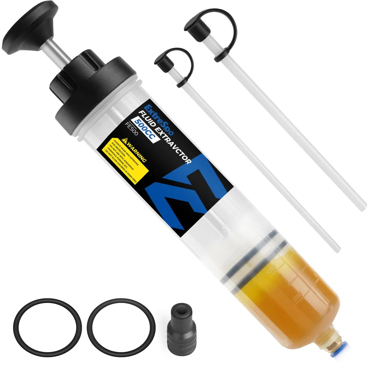 ExtreSpo Seringue a Huile 500ML, Huile Aspiration Seringue-Pompe de Transfert, Pompe Huile Vidange avec Tuyau, Seringue de Vidange Pompe à Main