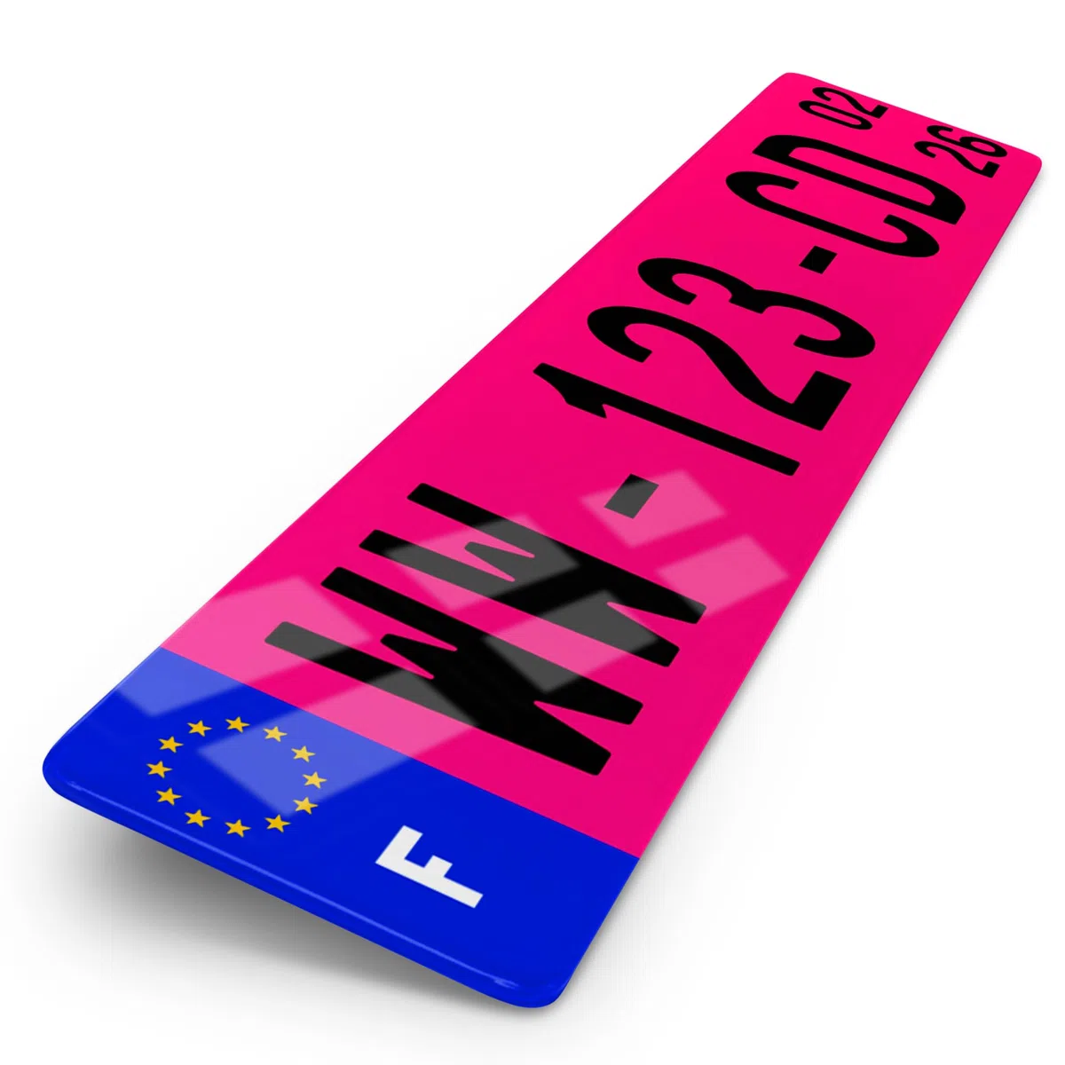 2 Plaques d'immatriculation Rose WW Voiture homologuée Extra Choc - SIV 52x11cm - Made in France - Plexi résistant aux intempéries et Anti UV pour Auto.