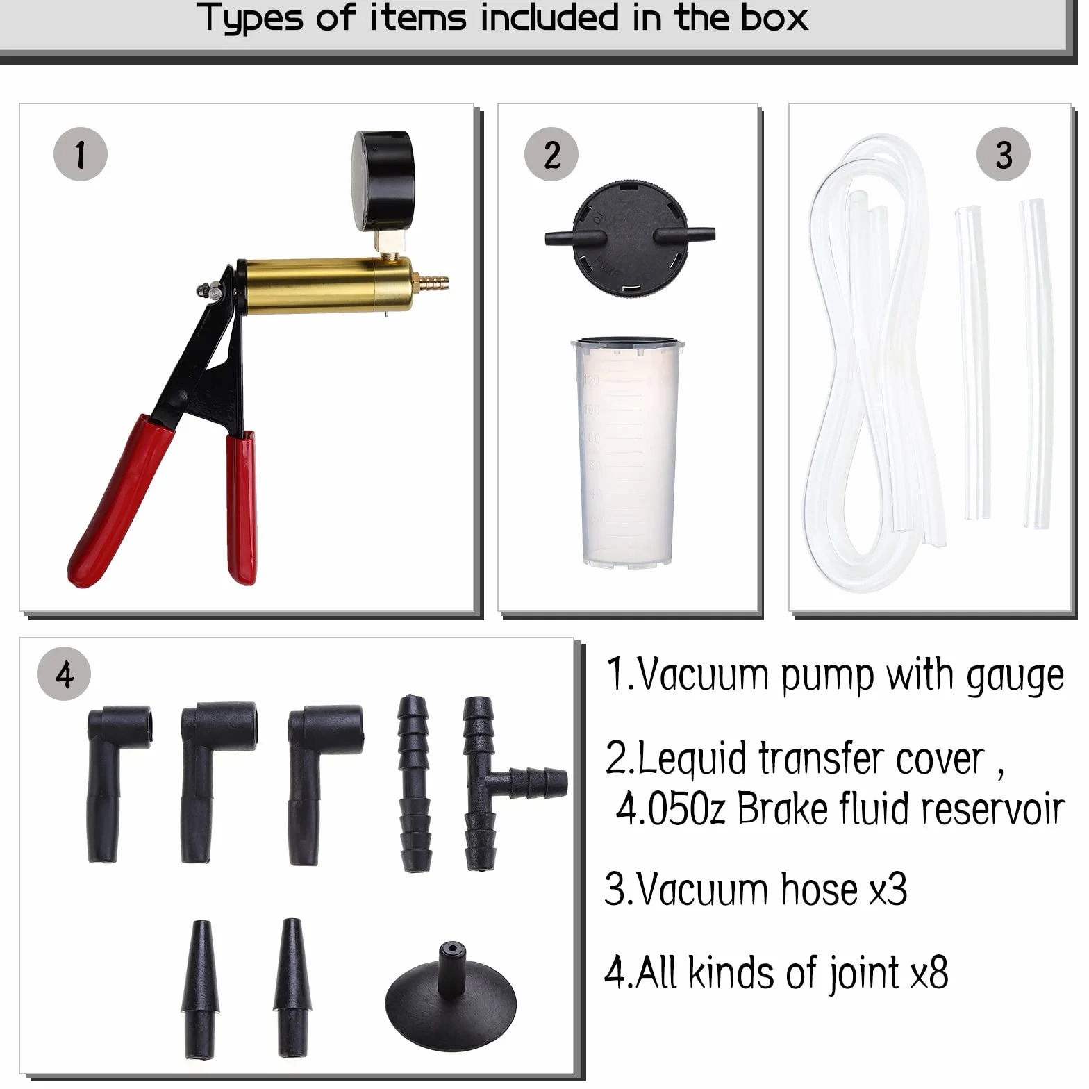 Pompe Manuelle à dépression, Purgeur Liquide de Frein Testeur à Vide, Pompe à Vide Testeur de Vide de Frein Kit Vide Kit Outil de Réparation pour Voiture camions et Motos
