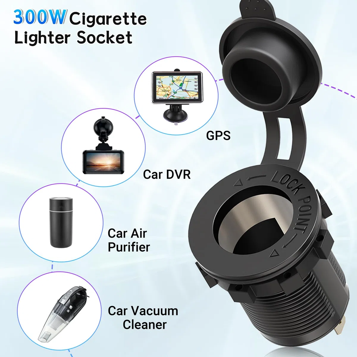 (3-USB) PD USB C Prise 12V Allume Cigare 300W: Qidoe Panneau Prise Chargeur de Voiture 12 Volt Adaptateur USB QC3.0 Allume Cigare Interrupteur Étanche pour Voiture, Bateaux, Bus, Camion, Camper, GPS