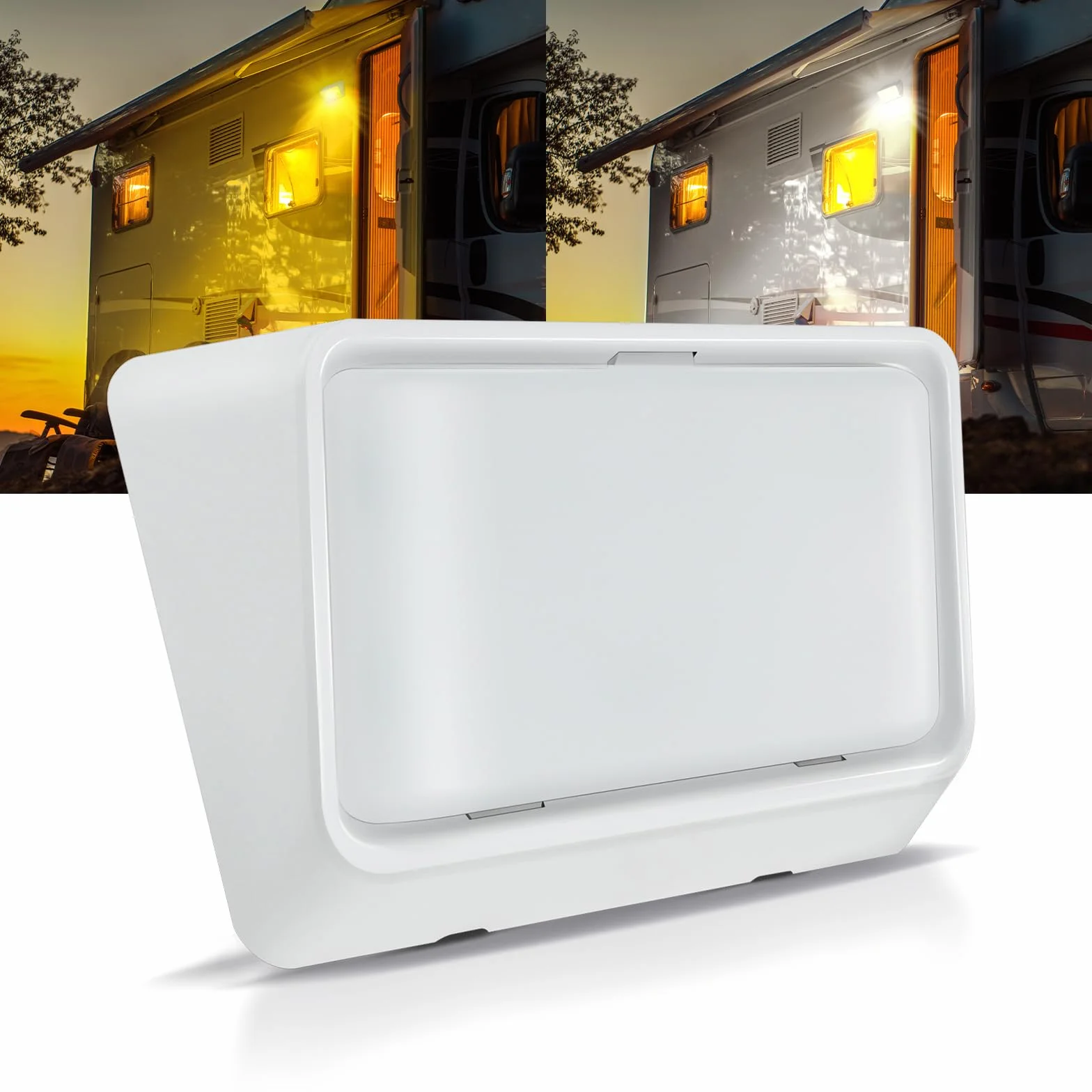 acegoo Éclairage LED Extérieur 12V pour Porche de Camping-Car Auvent, 2 Modes(1800K, 6500K) Pas d’interrupteur, IP65 Nano étanche 12V Lumières pour Camper Bateau Camion Caravane, Blanc