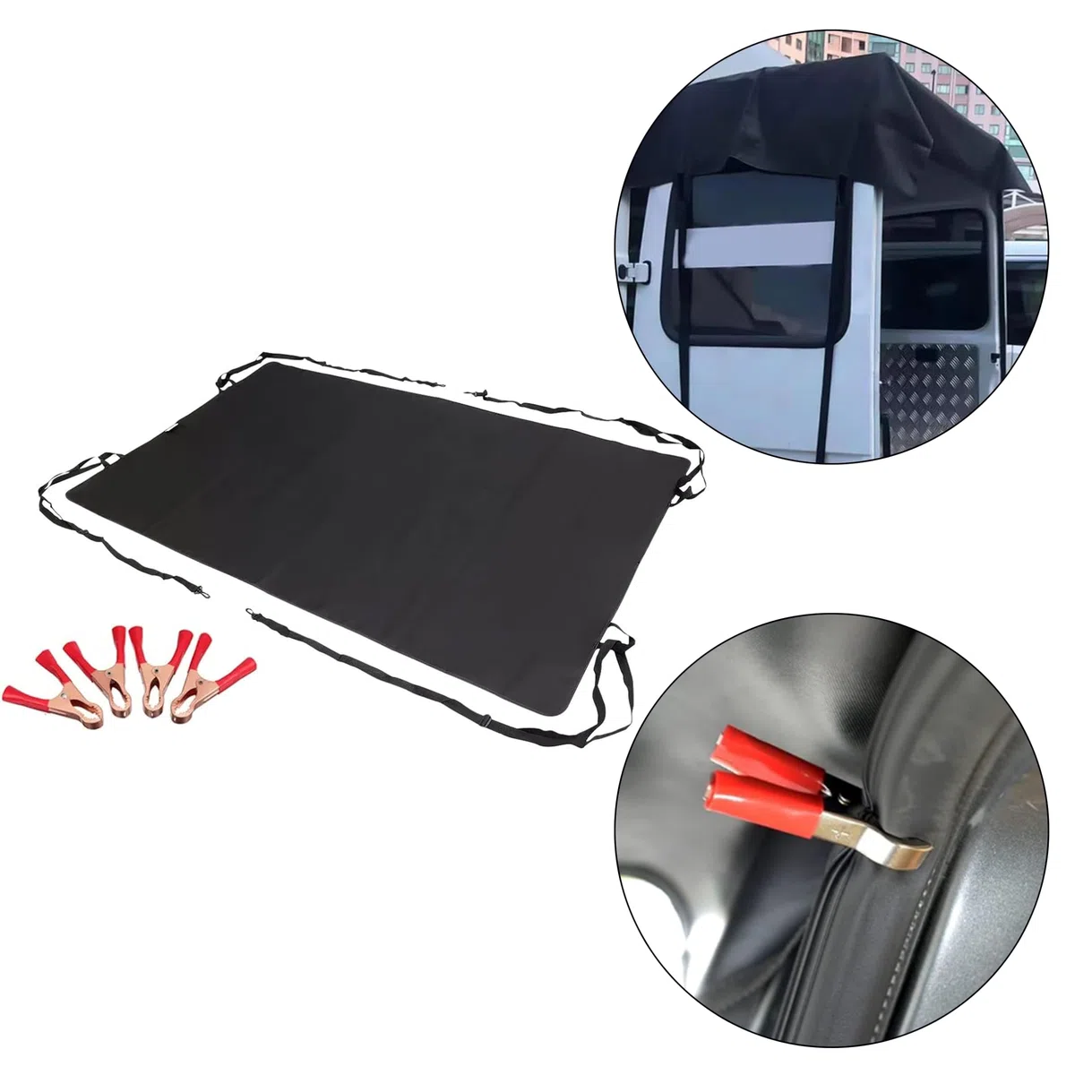 Housse de Protection pour Porte arrière de Grange, Tissu Oxford 210D Couverture de Porte de Grange arrière Étanche Car Barn Doors Cover avec 4 Clips métalliques Convient pour T5