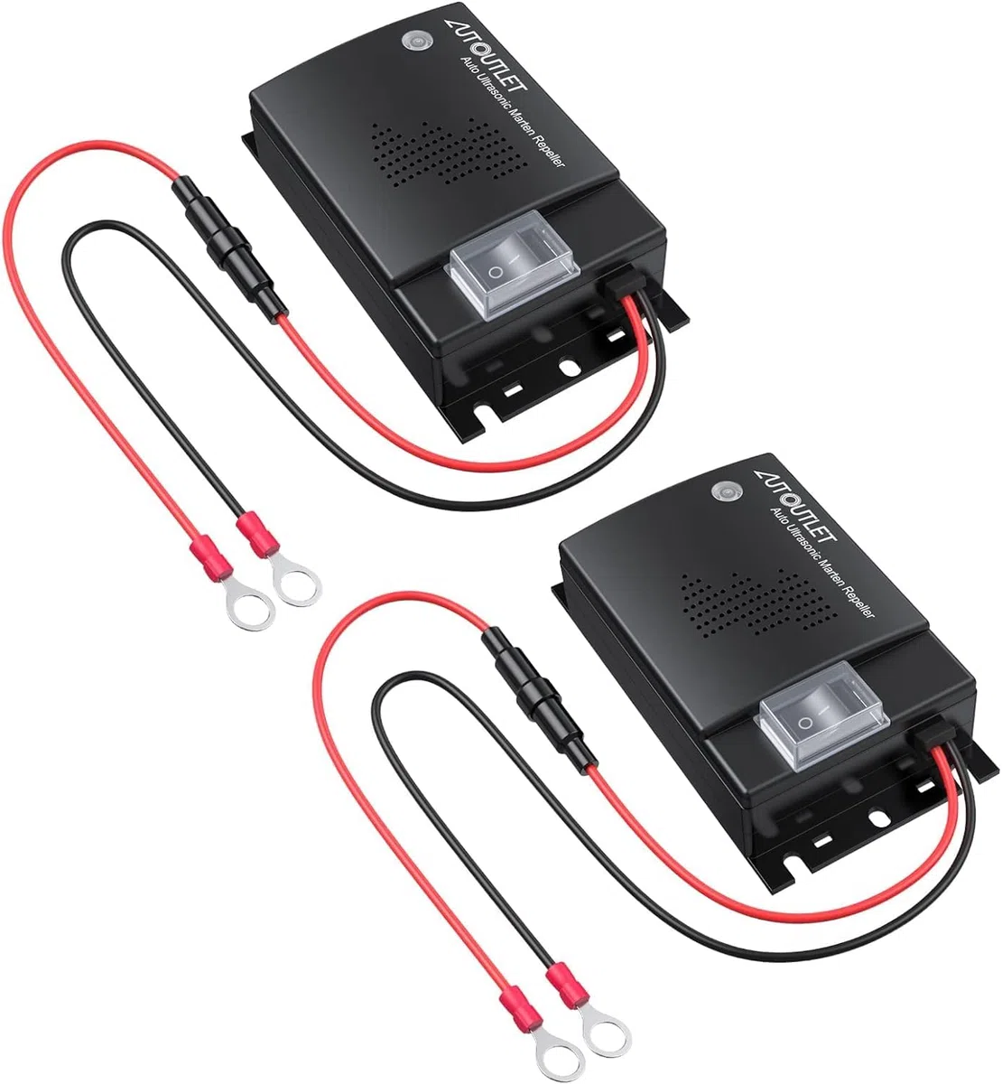 AUTOUTLET 2PCS Répulsif Ultrason Souris pour Voiture DC 12V Répulsif Ultrason Rongeur Connexion à la Batterie de Voiture avec Voyants de Travail Nouvelle Version Ligne d'Extension 50cm Nouveau