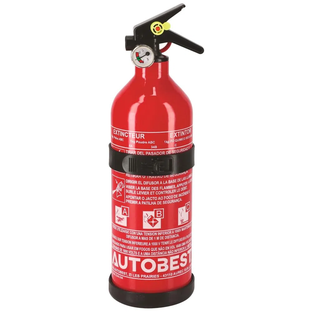 Autobest Extincteur 1kg à Poudre ABC Classes de Feux