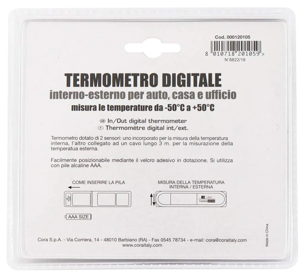 Cora - 000120105 - Thermomètre d'intérieur et extérieur