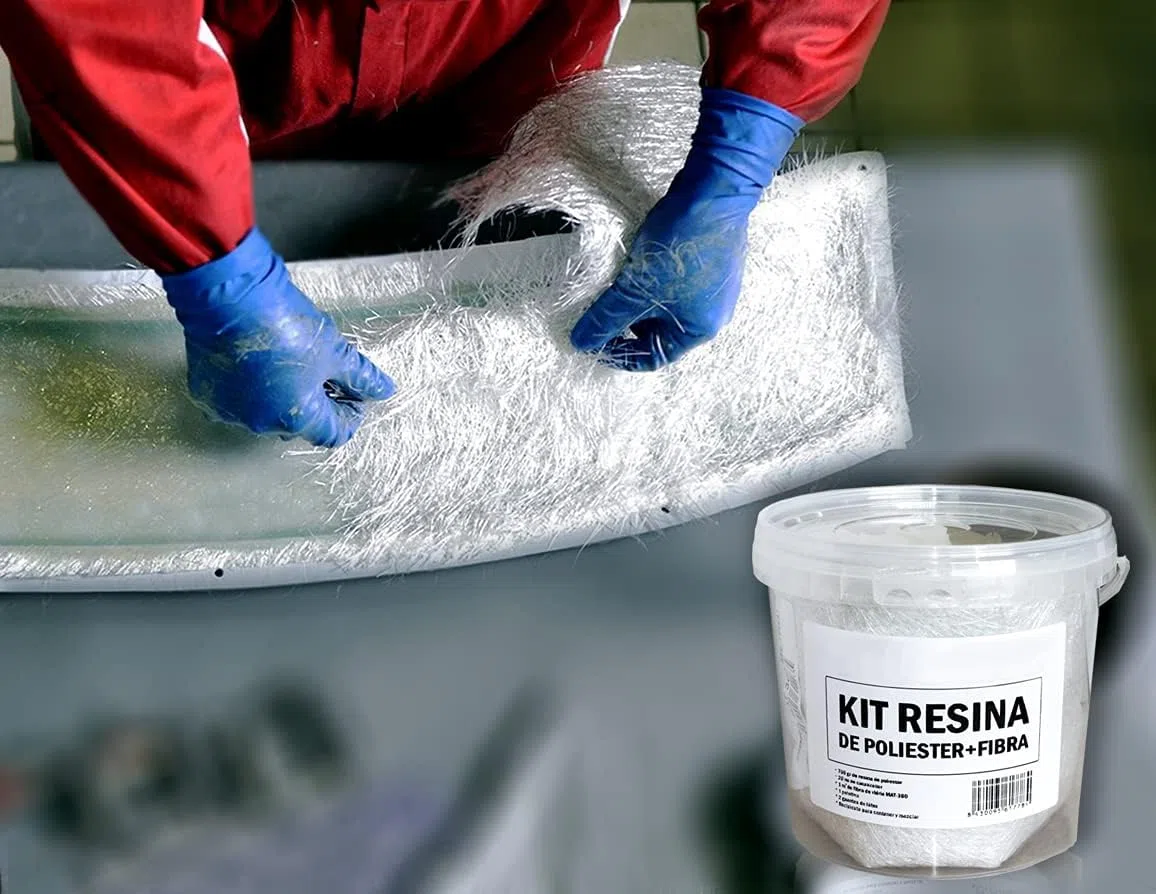 Resin Pro - 700 GR Kit de Réparation Résine Polyester + Fibre de Verre 1M2 MAT 300g/m2 - Rapide, Simple et Durable, Matériau de Renforcement, Résine Polyester Orthophtalique
