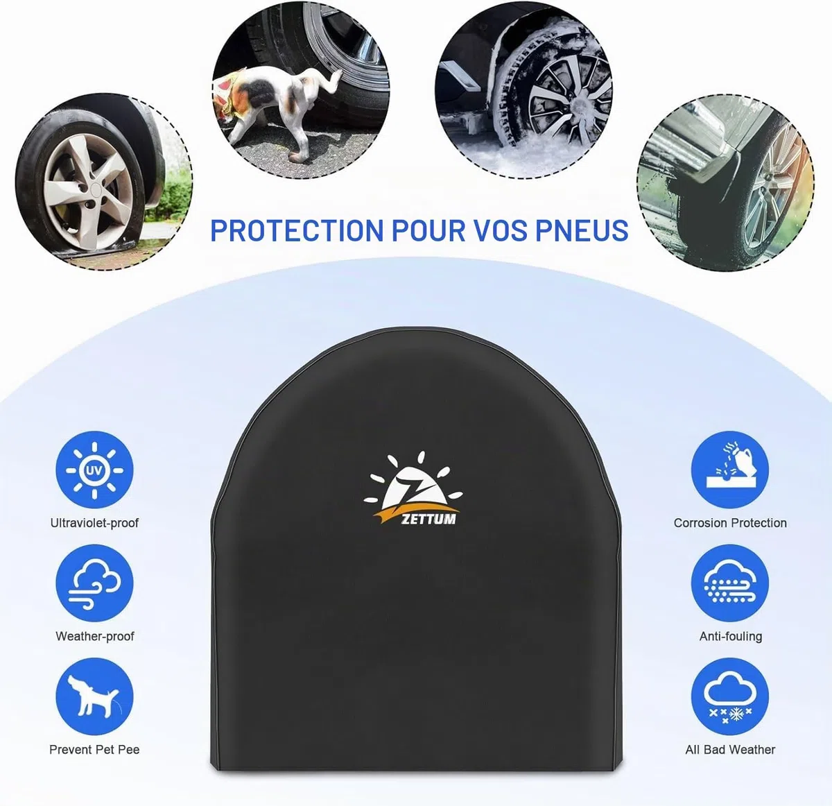 Zettum Les couvertures de pneus 2 Paquets d'adaptation diamètre du Pneu 66-73 cm, Housses pour Roue, PU Oxford Spareshroproof Wheel Cover pour RV, Camion, SUV, remorque de Voyage, Camping-Car