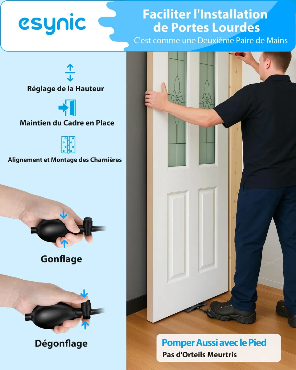 eSynic Lot de 2 Sacs gonflables en TPU Durable pour Porte de Levage - 15 x 16,5 cm - Capacité de Charge : 200 kg