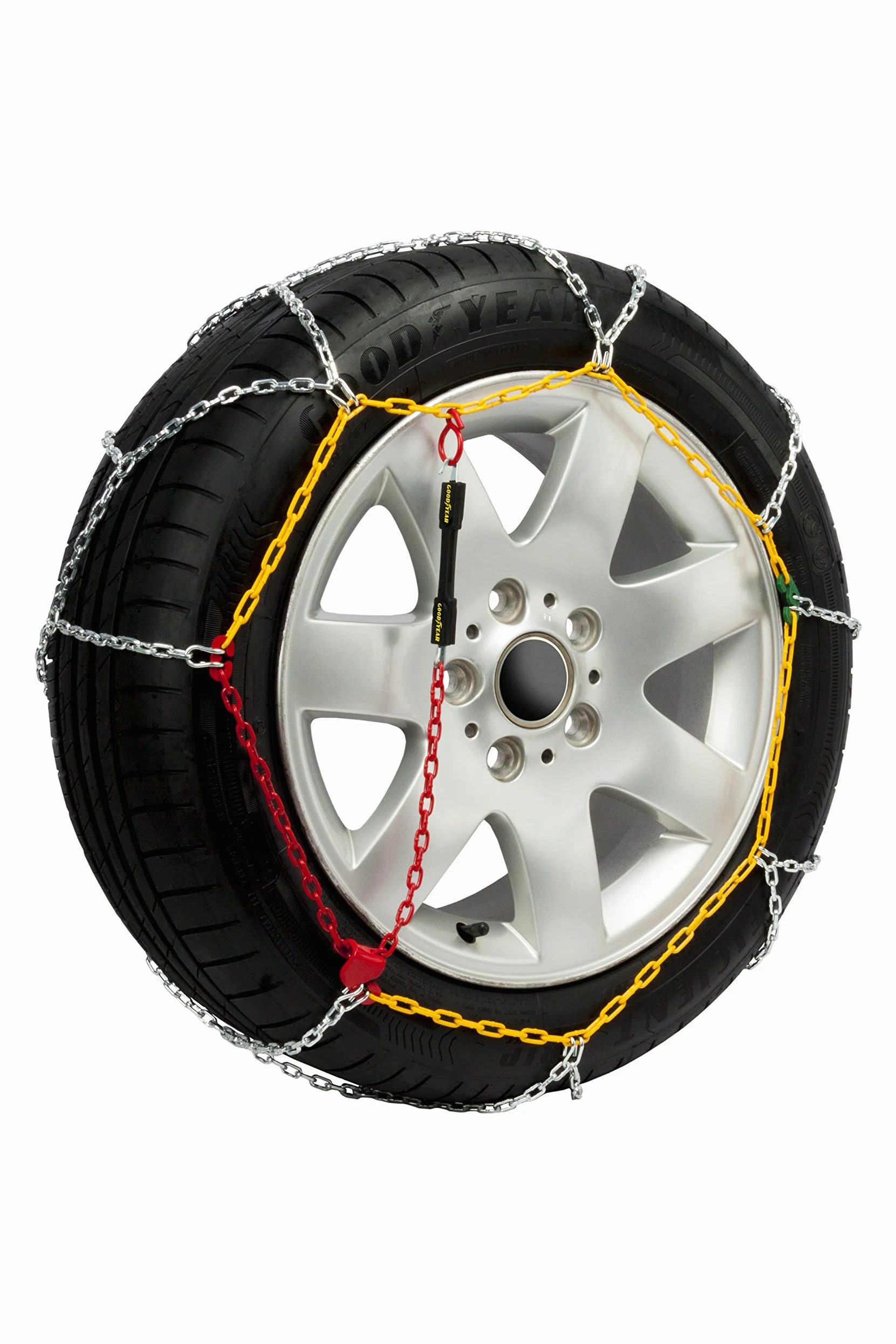 Goodyear Jeu de 2 Chaînes à Neige en Métal de 9 mm pour Voiture Taille 80 avec Tendeur Automatique Goodyear