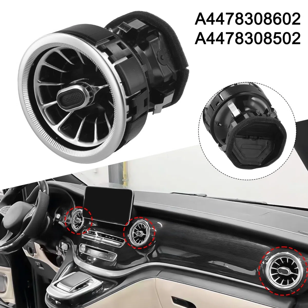 Grille d'aération pour tableau de bord avant pour Mercedes-Benz Classe V W447 Vito V250 V260 2014-2021 OEM A4478308602 A4478308502 Ventilation