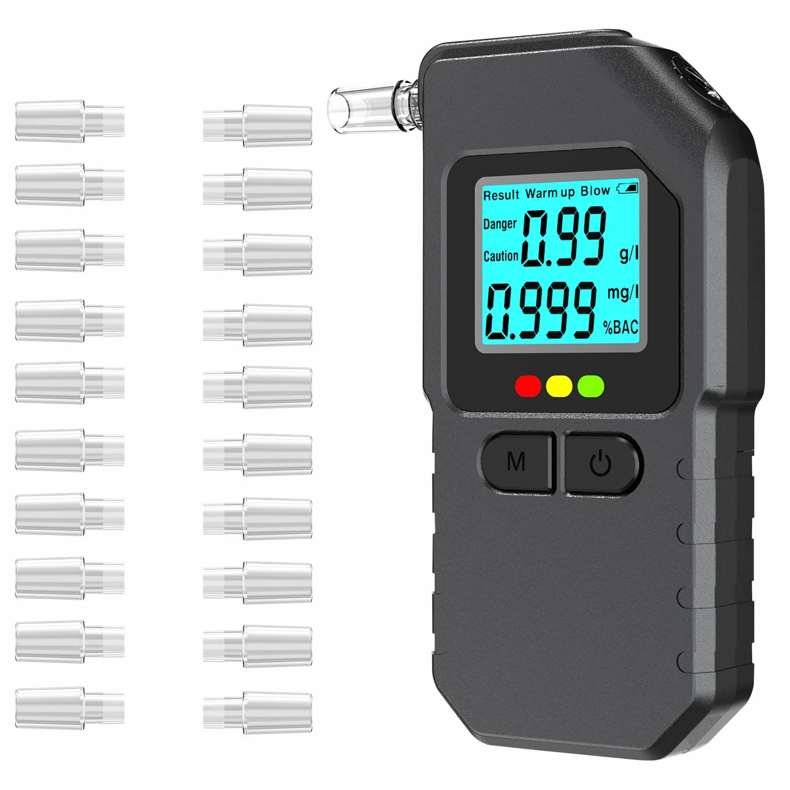Ethylotest Electronique, Etiloteste Electronique Écran LCD, Portable Alcotest avec Mémoire Affichage Numérique avec 20 Embouts pour Usage Test Person Professionnel Domicile