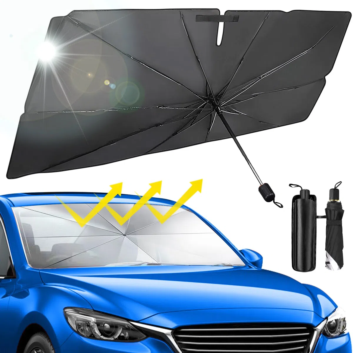 Pare-Brise de Voiture,Pare-Soleil Voiture,Pare-Soleil Voiture Pare-Brise Intérieur,2025 Dernier Pare-Soleil Avant Pliable,Bloque Les Rayons UV