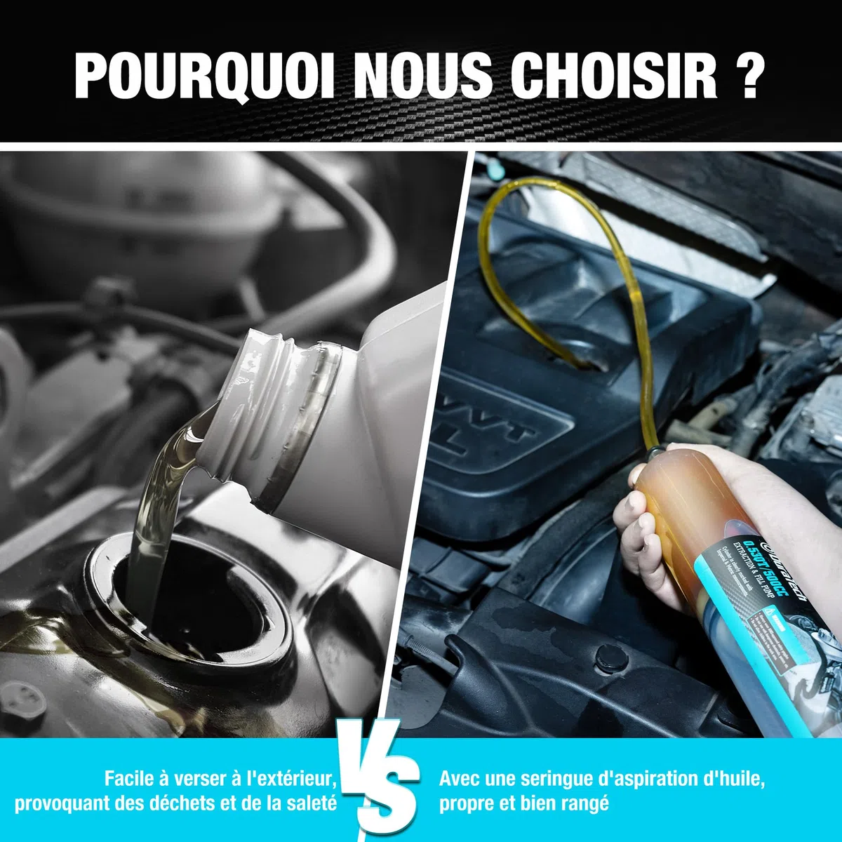 DURATECH Seringue a Huile 500ml, Extraction d'Huile Moteur, Seringue a Huile Boite Vitesse avec Tube Extension, Aspiration et Remplissage Manuels de Carburant et Liquide