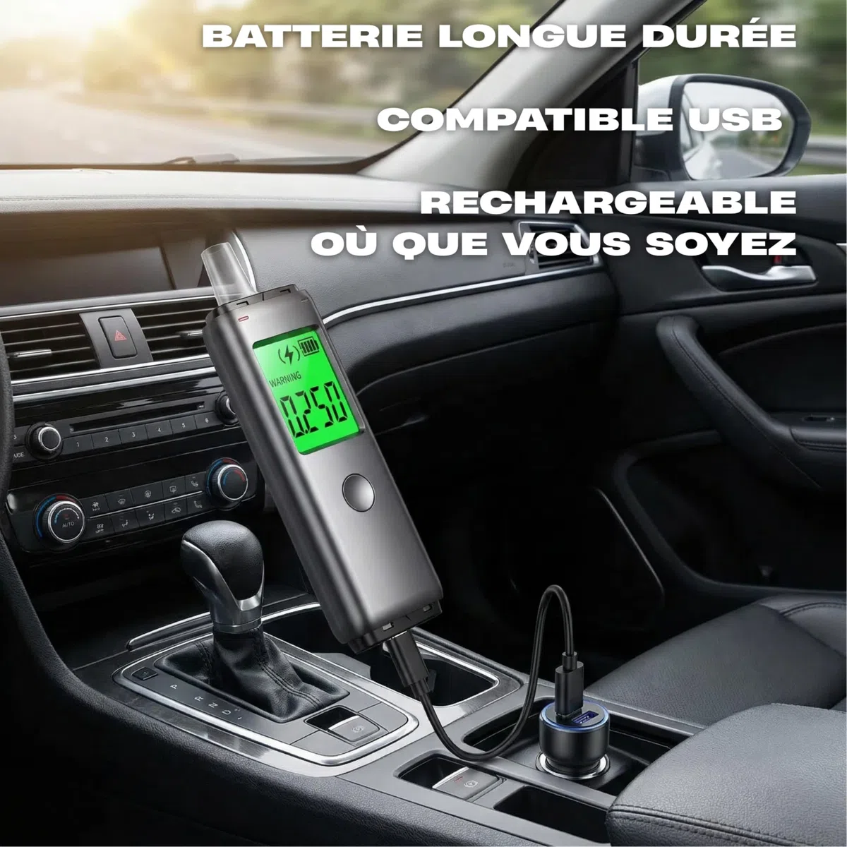 Éthylotest Électronique - Rechargeable USB – Affichage g/L Clair, Résultat Rapide, Écran LCD - Compact & Portable - Embouts Hygiéniques – Test Taux d'alcool - Alcootest Personnel