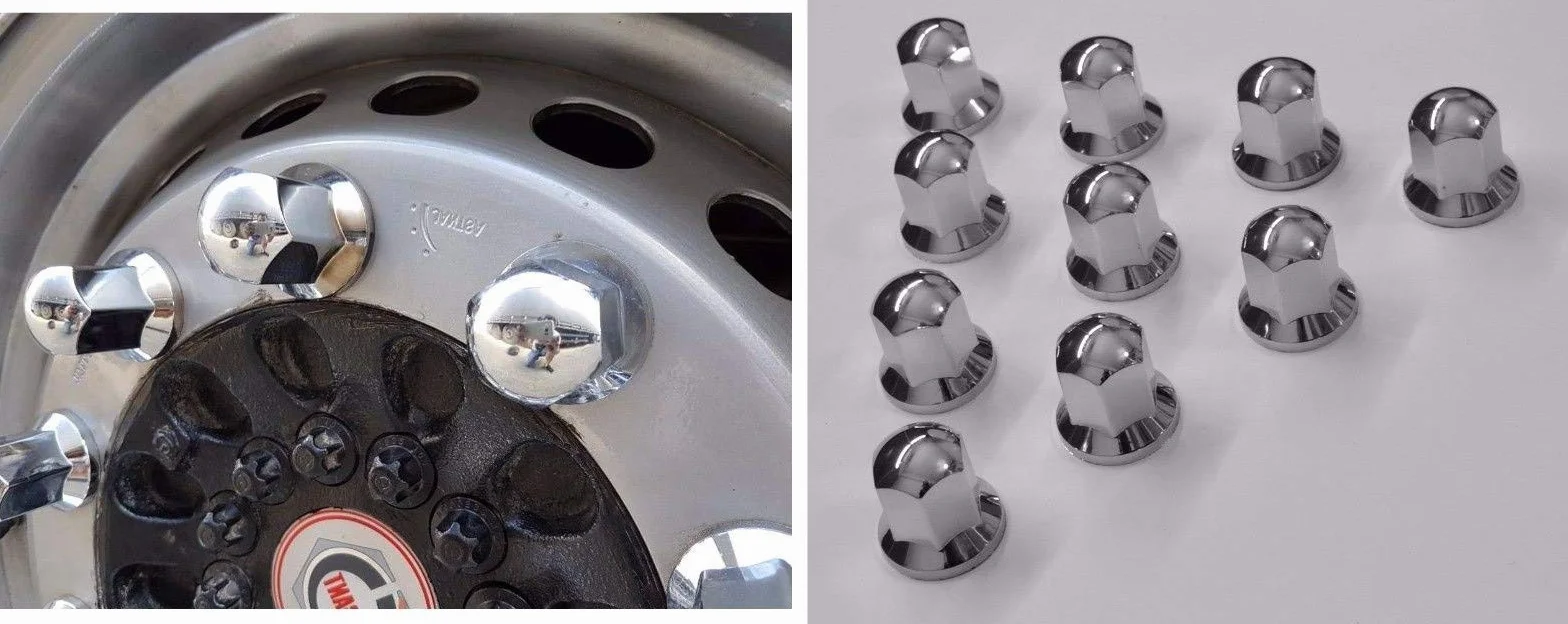 Cache-écrous 32 mm en plastique chromé pour roue de camion remorque, lot de 25