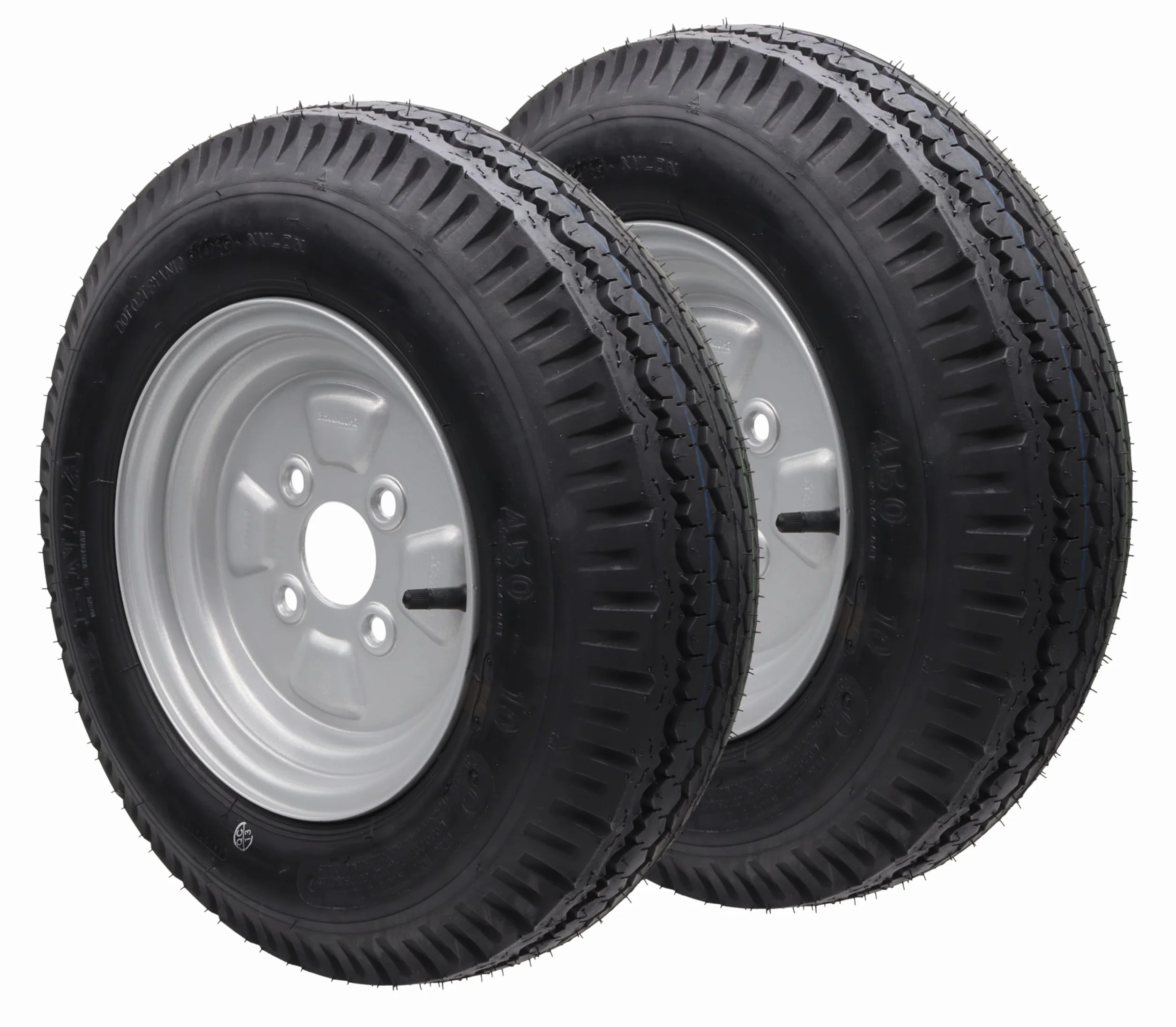 Roue complète trailer parts4u 4.50-10 - 400 kg - 4 x 100 - Pour remorque - Pneu 4.50x10 - 76 m (2x)