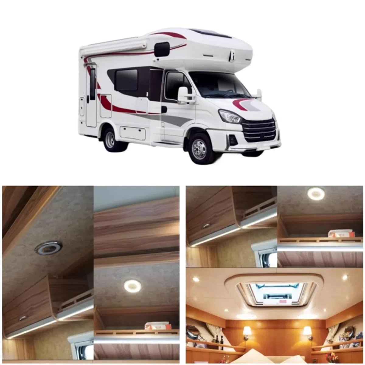 Plafonnier LED pour Camping-Car, 12V, 106mm, éclairage intérieur de Voiture, Interrupteur Tactile, intensité Variable, Lampe de Lecture pour Camping-Car, Bateau (Blanc Chaud 3 000 K)