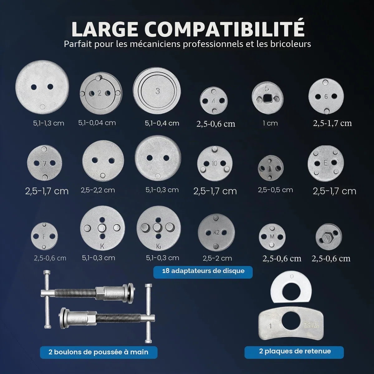 CCLIFE Repousse Piston Frein arriere 22 pièces pour remplacement de disque Outil et adaptateurs