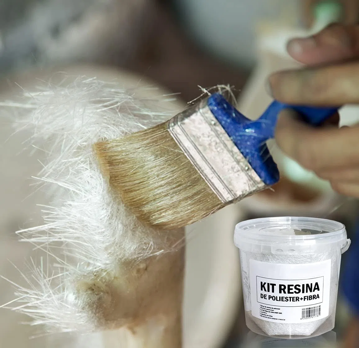 Resin Pro - 700 GR Kit de Réparation Résine Polyester + Fibre de Verre 1M2 MAT 300g/m2 - Rapide, Simple et Durable, Matériau de Renforcement, Résine Polyester Orthophtalique